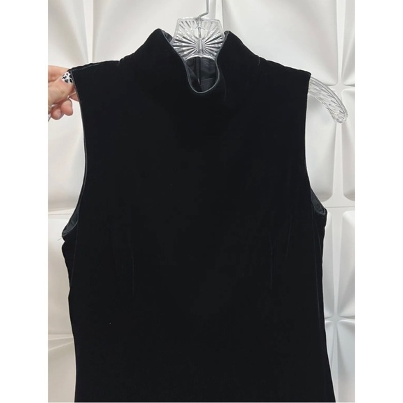 Georgio Armani Sz 44 US 8 Black Long Velvet Dress Formal Gown Mock Neck Slit - Picture 11 of 14